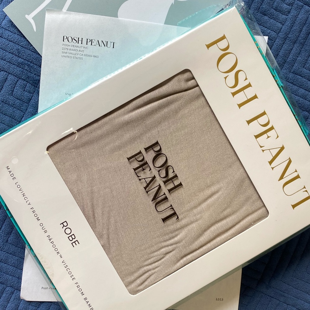 Posh Peanut Mommy Robe - color taupe - Soft Bamboo Size L - NWOT